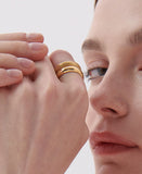 Champagne Full Moon Slim Silver Ring M