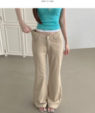 Unique Back Pocket Fluffy Span Cooling Bootcut Pants