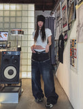 Kio two-tone layered denim pants