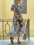 Aichoo Toile Chiffon Pattern String Long One Piece