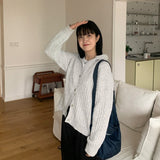 Lipan cable hood knit cardigan