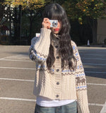 Buffy Nordic Vintage High Neck Knit Cardigan
