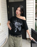 Nity Horse Printed One-Shoulder Short Sleeve