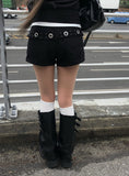 Ferro Studded Eyelet Belted Shorts