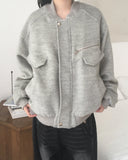 [Quilted lining] Polva brush mohair zipper blouson jumper