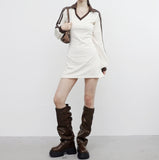 Newden V-neck Color Matching One Piece