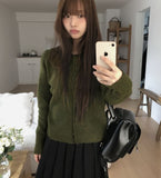 Rusha bean button long sleeve round neck cardigan