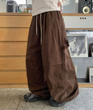 [unisex] Hoita banding string carpender parachute wide cotton pants