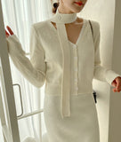 Rasche V-neck ribbed tie cardigan