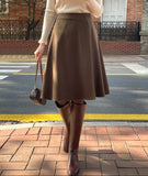 Shalon Unbalanced Pintuck Wool Flare Skirt