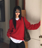 Kinshu cozy Abang fit V-neck nit