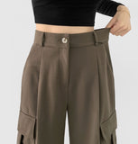 Two-way brushed pintuck long wide jogger high quality pants