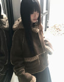 [MADE/Brushed Lining] Harbin Fluffy Suede Mustang Hood Short Coat