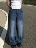 Ops Stripe Washing Denim Wide Pants