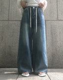 Fend Strap Wide Denim Pants