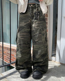 Pim Military Camo Pocket Cargo Bootcut Cotton Long Pants