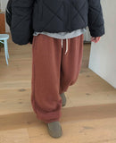 Rimol Ribbed Banding Wide Brushed Pants