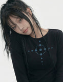 LINE DOTS U-Neck Long Sleeve
