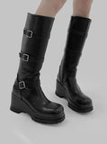 1146 Buckle Strap Platform Chunky Long Boots (8cm)