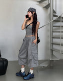 Bloss Pintuck Cargo Sweat Bermuda Pants