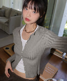 Soap Ribbed Slim Fit Tight Long Sleeve Knit Cardigan