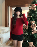 Eden Ribbon Strap Unbalanced Shoulder Ribbed Knit