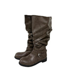 Vintage Buckle Strap Long Boots