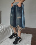 Banding Track Damage Bermuda Denim Pants