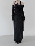 Striped knot long skirt
