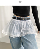 Layered See-Through Frill Banding Skirt