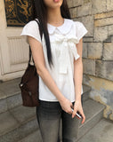 Lupek Ribbon Check Short Sleeve Blouse