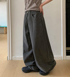 Coden Crack Washing Cotton Pintuck Wide Pants