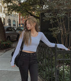 Slim Silhouette Basic U-neck Long-sleeved