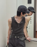 Keene Pigment Henley Neck Ribbed Sleeveless