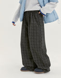 [BAONHAUS] Vimendo strap flower brushed wide pants