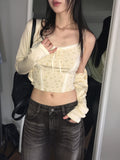 [SET] Idylle Vintage Lace Sleeveless Button Cardigan Set