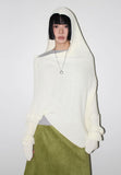 OFF-SHOULDER DRAPE HOOD KNIT