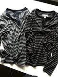 Black & Charcoal Stripe Henley Long Sleeve
