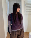 Shuel Wool Cable Short Sleeve Knit