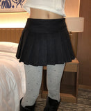 Tny pleats wool short skirt