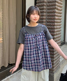 Mimelo Check Ribbon Bustier Sleeveless