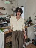 City embroidery V-neck cardigan