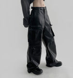 Dooy Wide Leather Cargo Pants