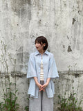 [unisex] Musent Seersucker Stripe Over Short Sleeve Shirt