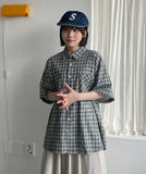 [unisex] Zindi Check Over Short Sleeve Shirt
