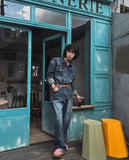 Combed fabric washed wide denim