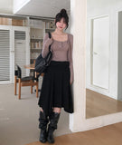 Kyou Unbalance Layered Shirring Skirt