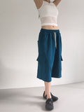 Dinple Oversized Fit Pile Bermuda Cargo Pants