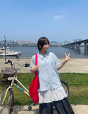 [BAONHAUS] Wickers Summer Seersucker Stripe Short Sleeve Shirt