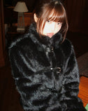 Eri Buckle High Neck Fur Short Jacket